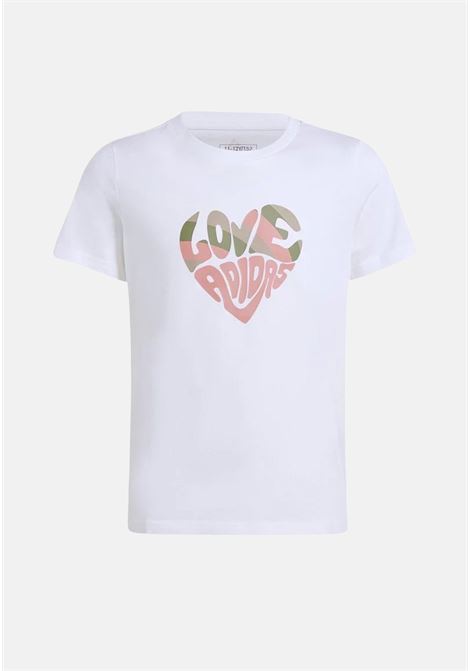 White short-sleeved t-shirt for girls with Love Adidas print ADIDAS ORIGINALS | IW2484.
